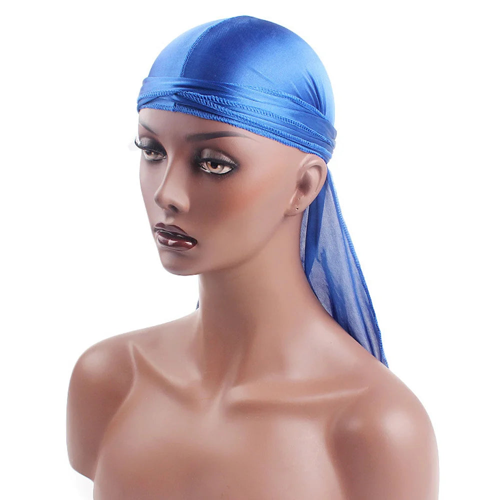 Unisex Adult Satin Long Tail Doo Rag Durag Bandanas Cap Pirate Hat