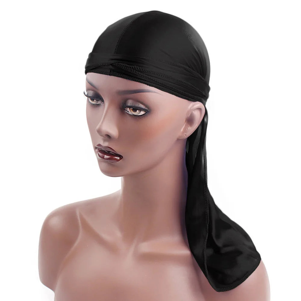 Unisex Adult Satin Long Tail Doo Rag Durag Bandanas Cap Pirate Hat