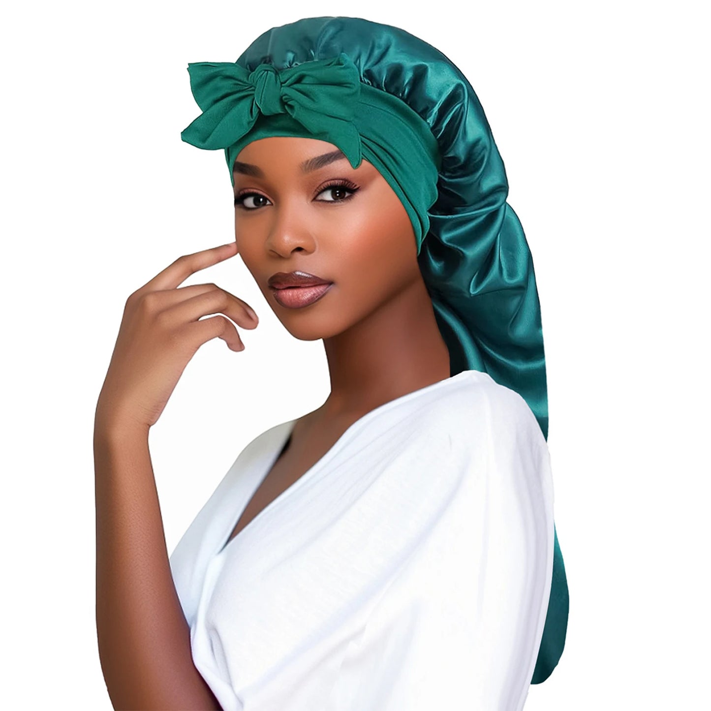 Women Bonnet Satin Sleeping Hat Long Tail Braid Hair Night Sleep Cap