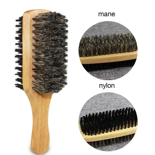 1PC Men Boar Bristle Hair Brush S/M/L Natural Wooden Wave Brush for