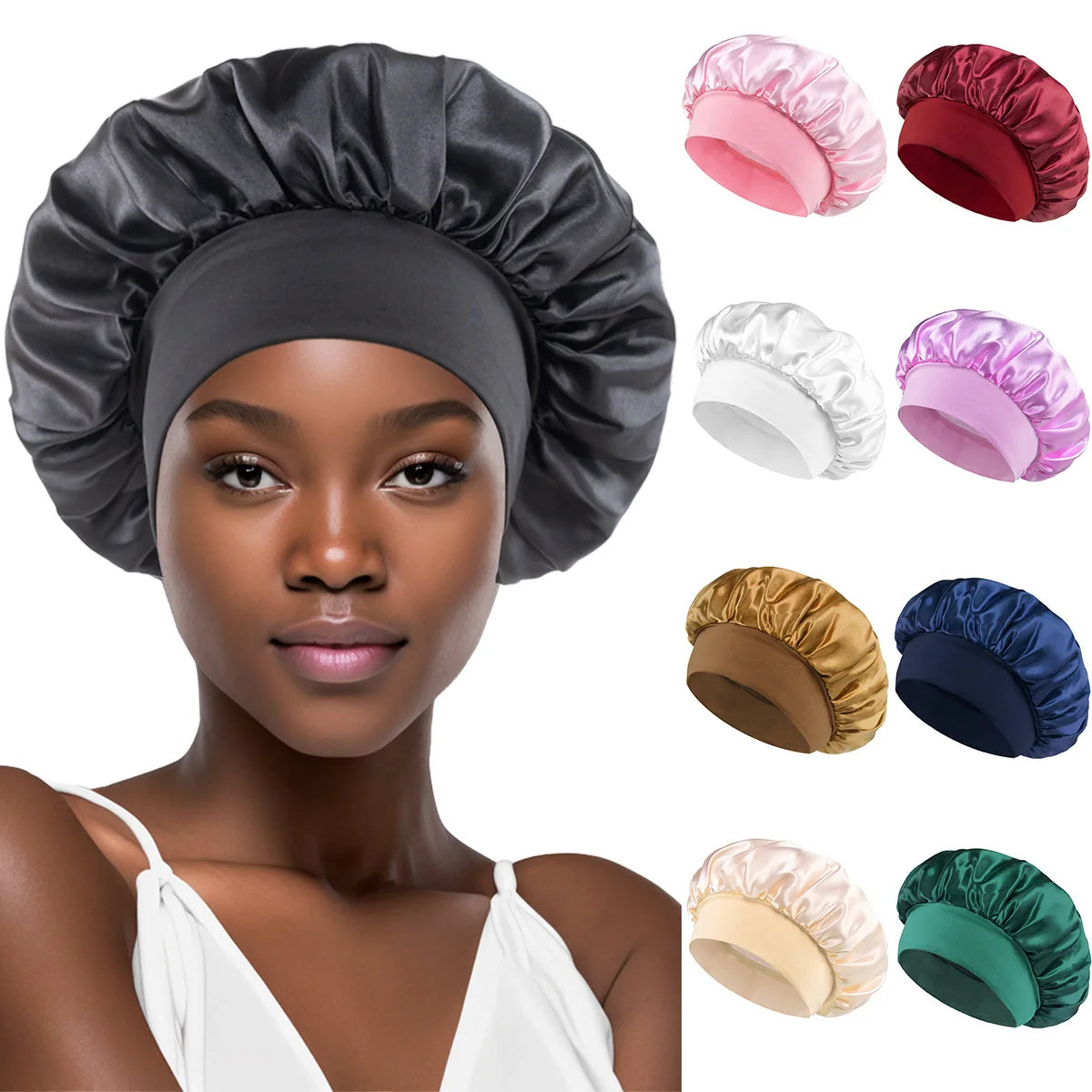 Large Satin Bonnet,Silk Bonnet Hair Wrap for Sleeping, Sleep Cap With